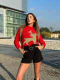 Maglione con renna Rosso