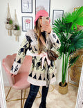 Cardigan frange e cinta con cavallo Rosa