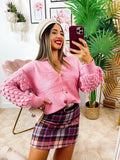 Maglione con onde e bottoni gioiello Rosa
