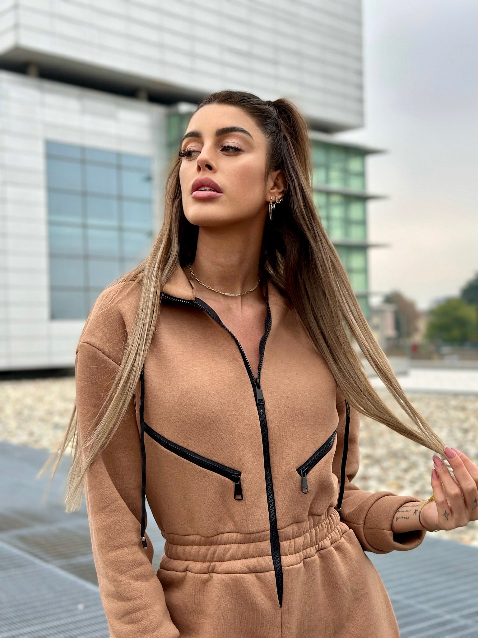 Tuta intera Camel con zip