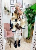 Giacca a quadri Beige con frange