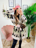 Cardigan frange e cinta con cavallo Rosa