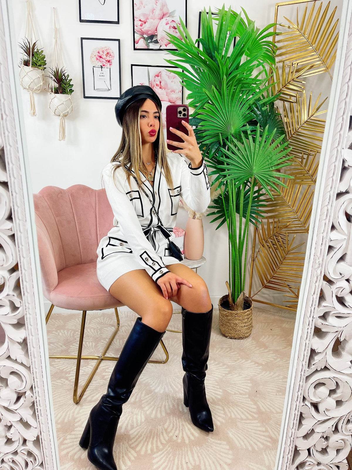 Abito con tasche e bottoni bianco