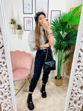 Pantalone con tasche laterali e cintura nero