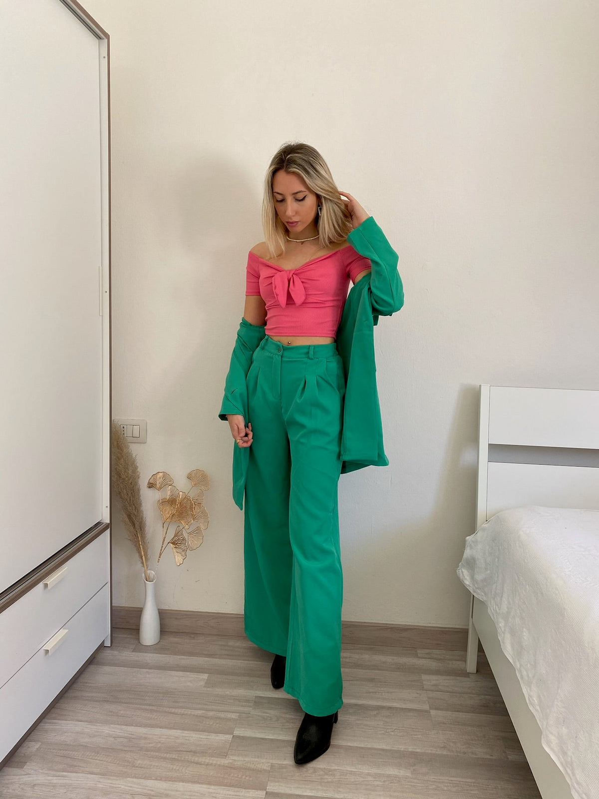 Completo oversize giacca e pantalone verde