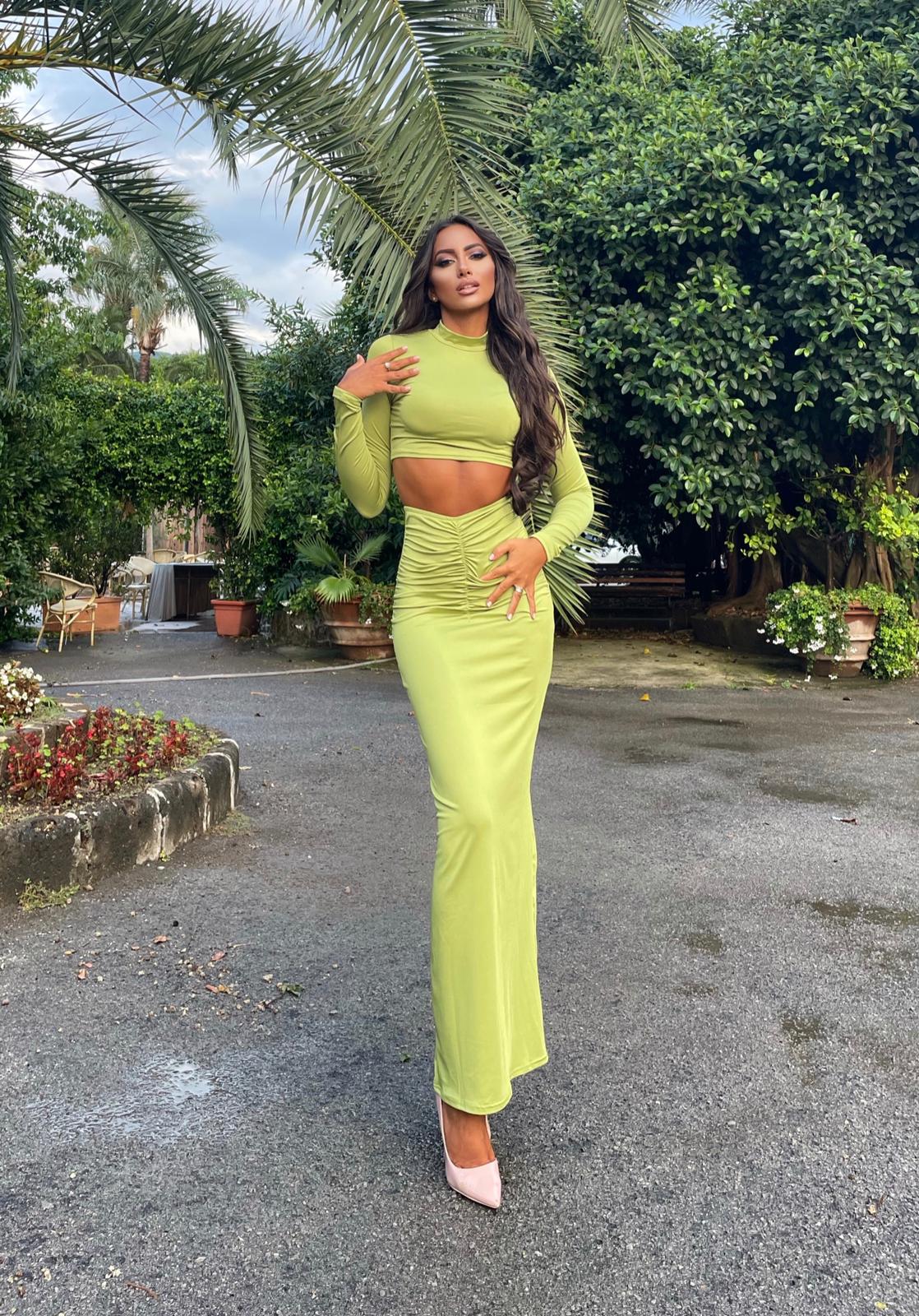 Completo verde mela top e gonna Jasmine