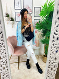 Giacca effetto bandana celeste