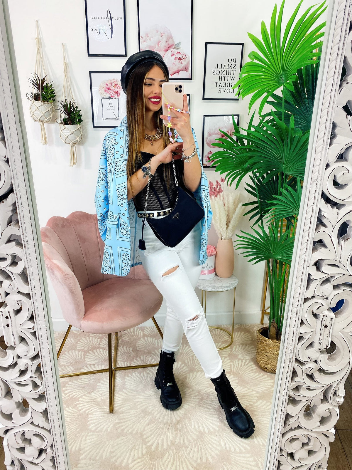 Giacca effetto bandana celeste