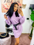 Abito in Maglia a giro collo lilla