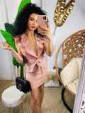 Abito in cotone rosa con scollo