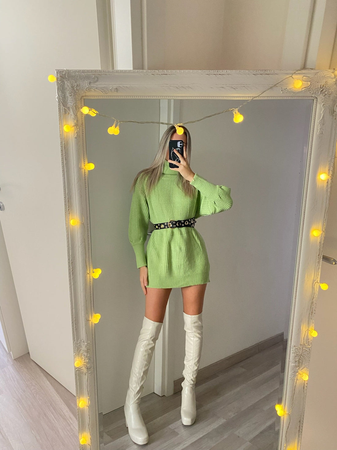 Maxi maglione top quality collo alto menta