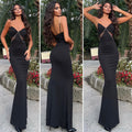 Tubino lungo nero spalline in strass
