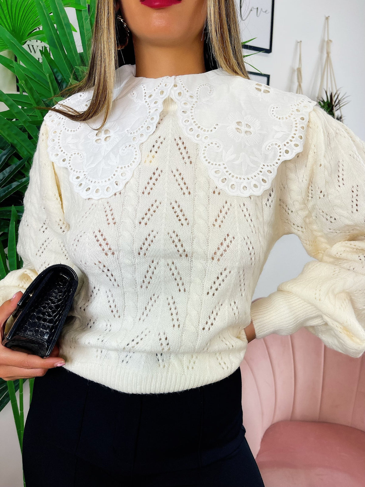 Maglione top quality collo Camicetta bianco