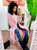 Cardigan lungo morbidissimo rosa