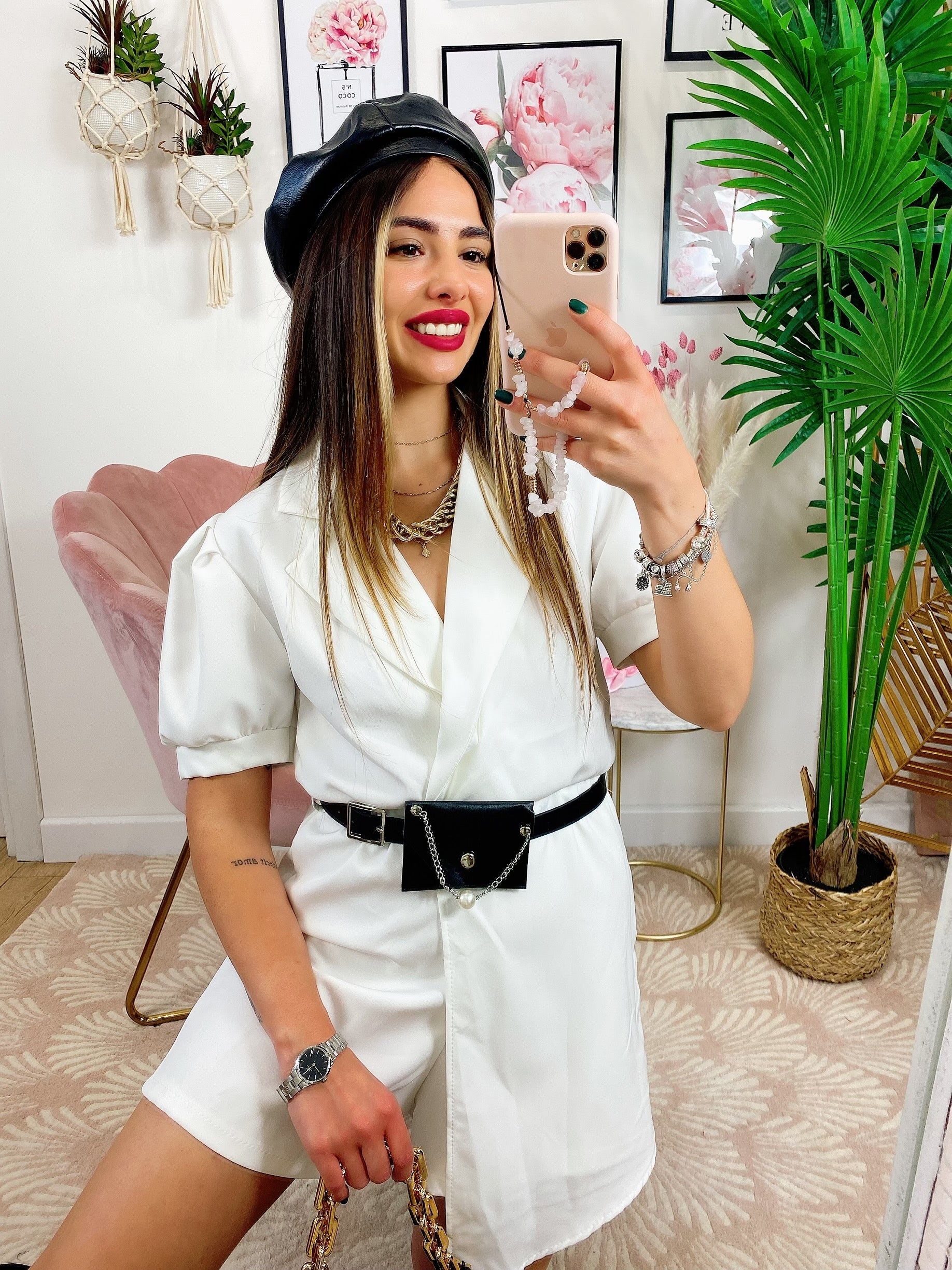 Tutina bianca con borsetta