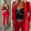 Completo giacca e pantalone strass rosso