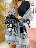 Cardigan con frange base grigia