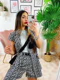 Completo Short e Smanicato Fantasia Bianca Nera