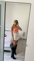 Top corallo spalline in strass