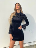 Abito in velluto con frange argento