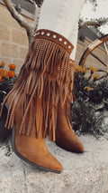 Stivaletto texano con frange camel