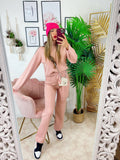 Completo maglia e pantalone largo rosa