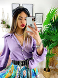 Camicia con borsetta lilla