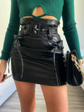 Gonna in ecopelle con tasche