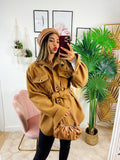 Giacca Camel in panno con cintura