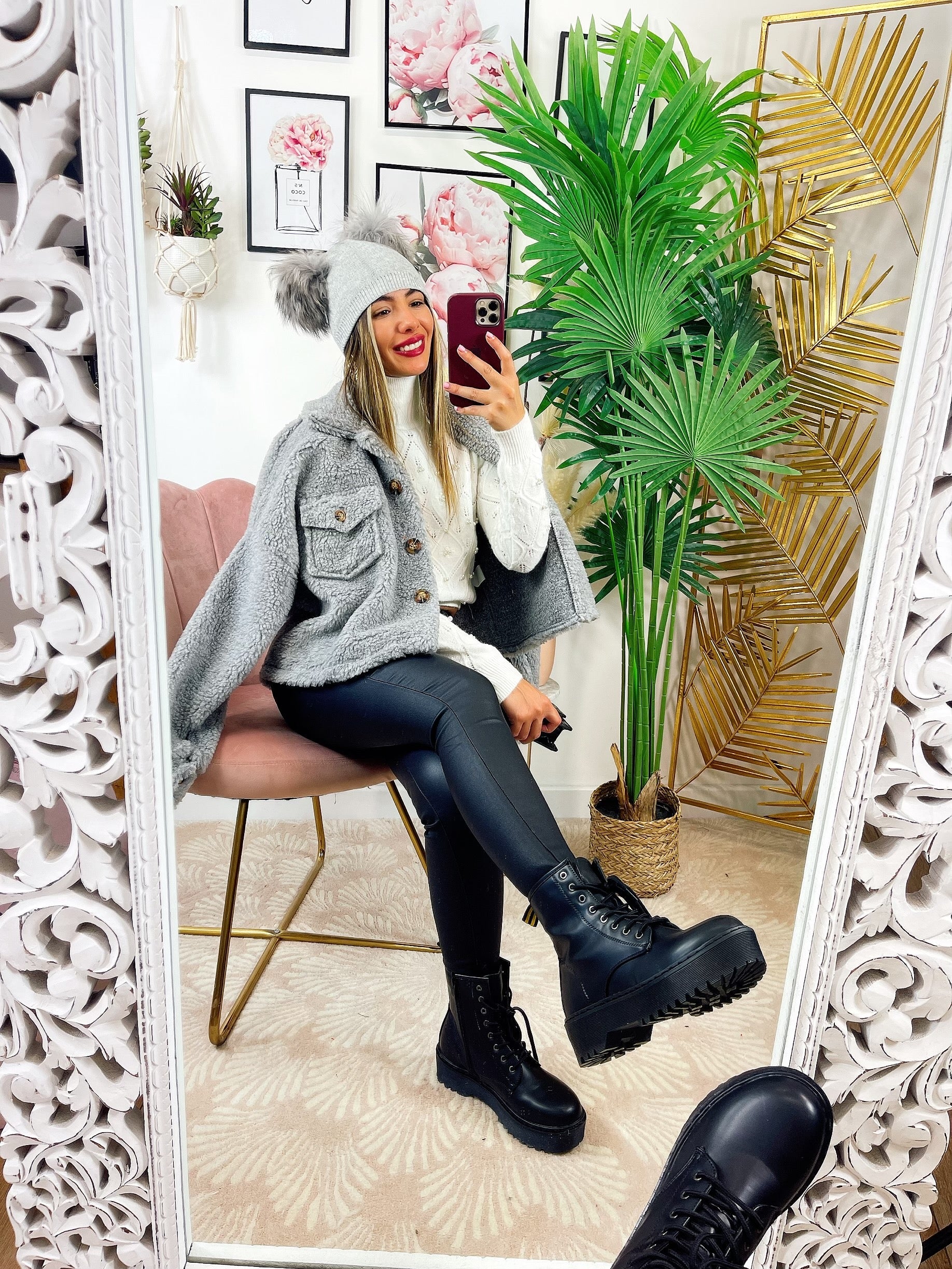 Cappotto corto Teddy grigio