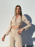 Completo top e pantalone beige