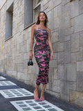 Abito a fascia military Fuxia
