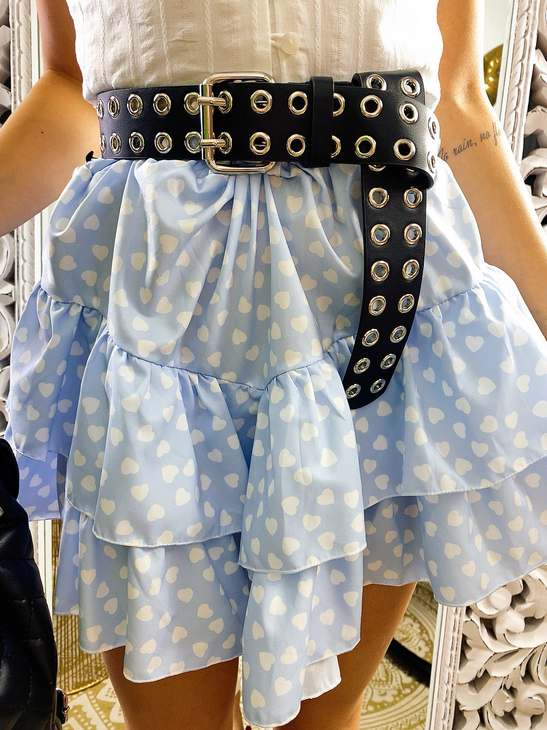 Gonna con balza e cuori asimmetrica