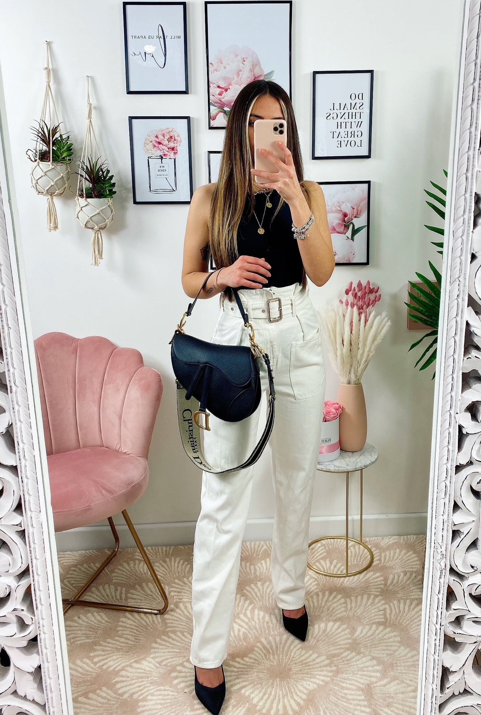 Jeans bianco boyfriend con cintura compresa