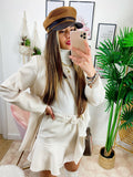 Completo Gonna e giacca pied de poule beige