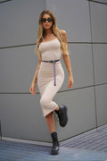 Tubino a costine beige