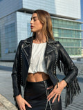 Giacca di eco pelle con frange