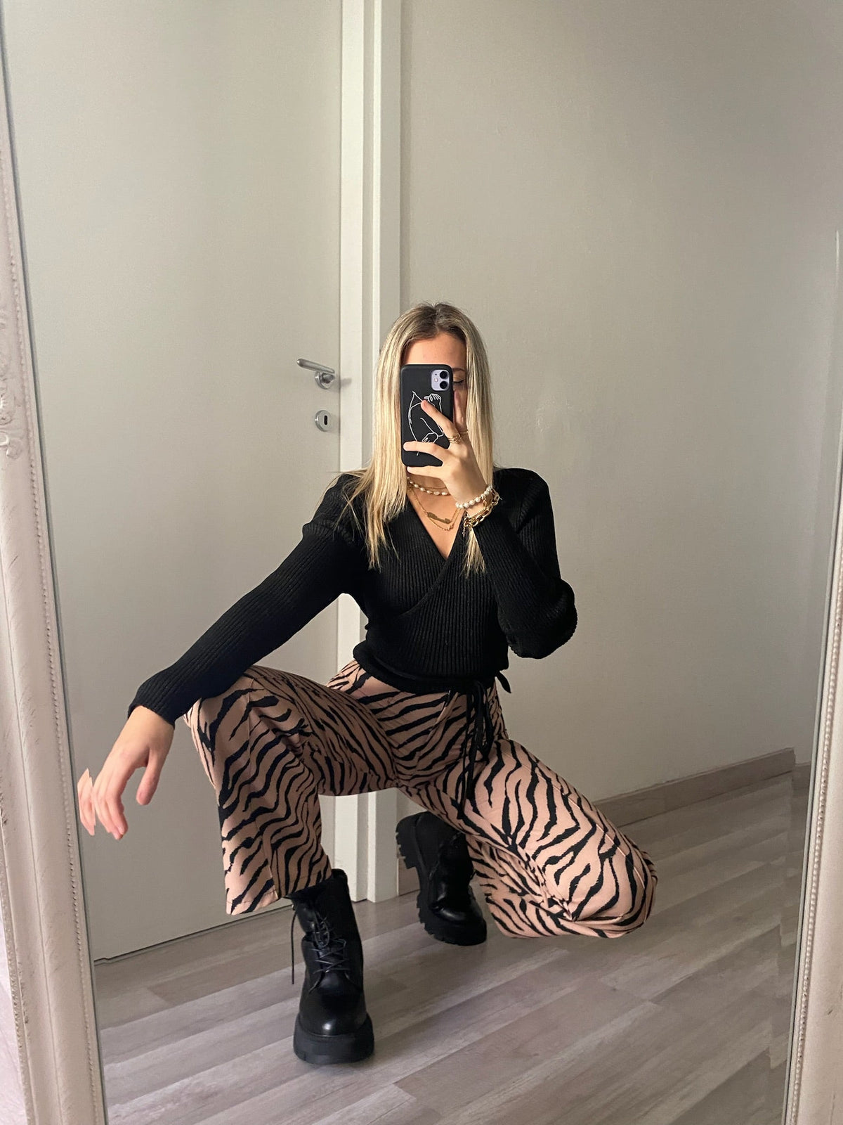 Pantalone a zampa animalier