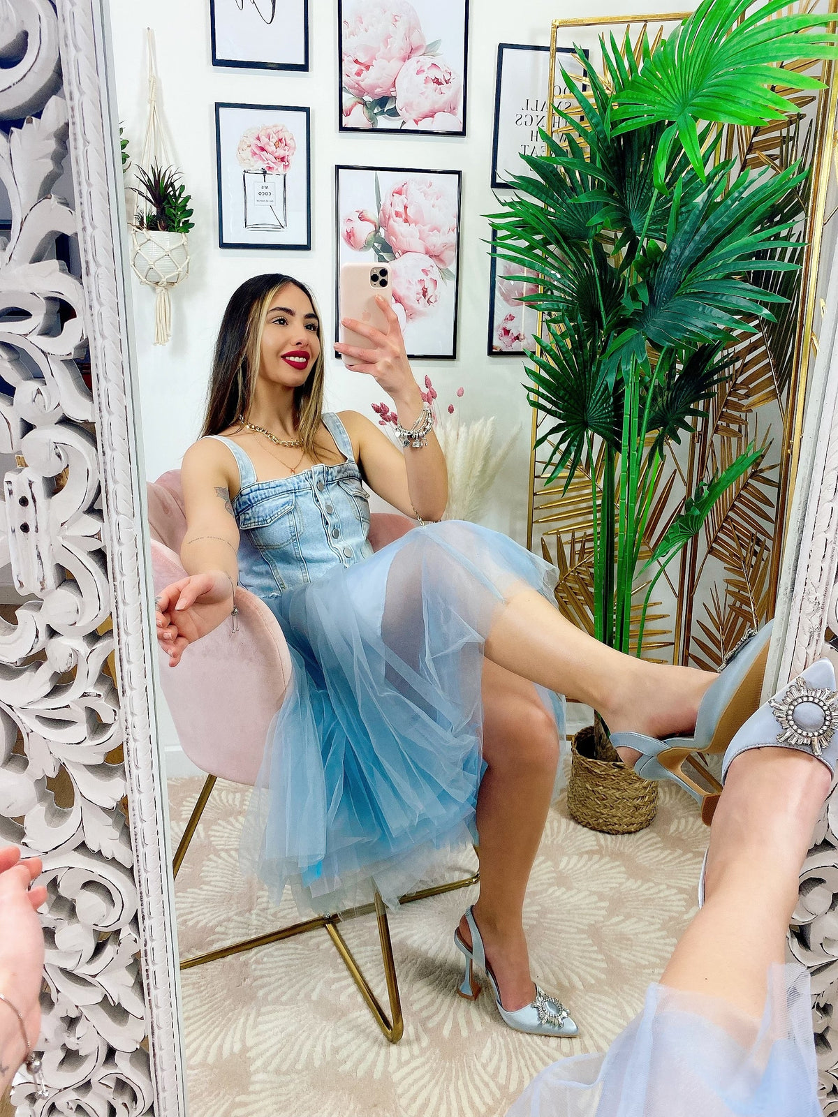 Abito in Tulle con dettagli in  jeans