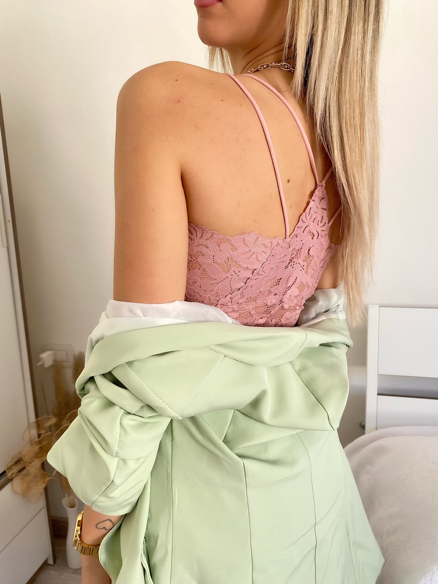 Bralette in pizzo rosa