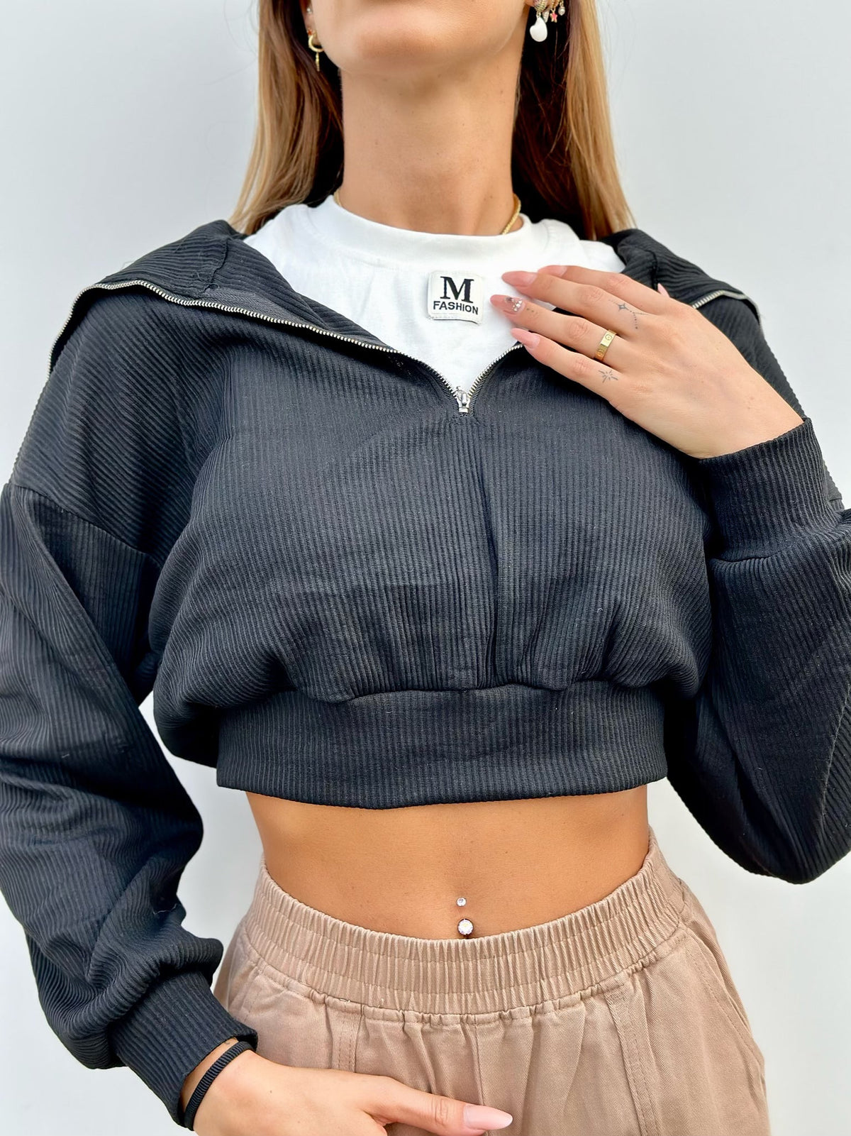 T-shirt più felpa crop