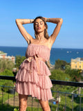 Abito in tulle a fascia cipria