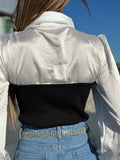 Maglia con camicia e strass nero