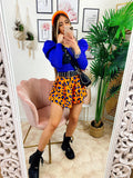 Top con spalline bombate Blu