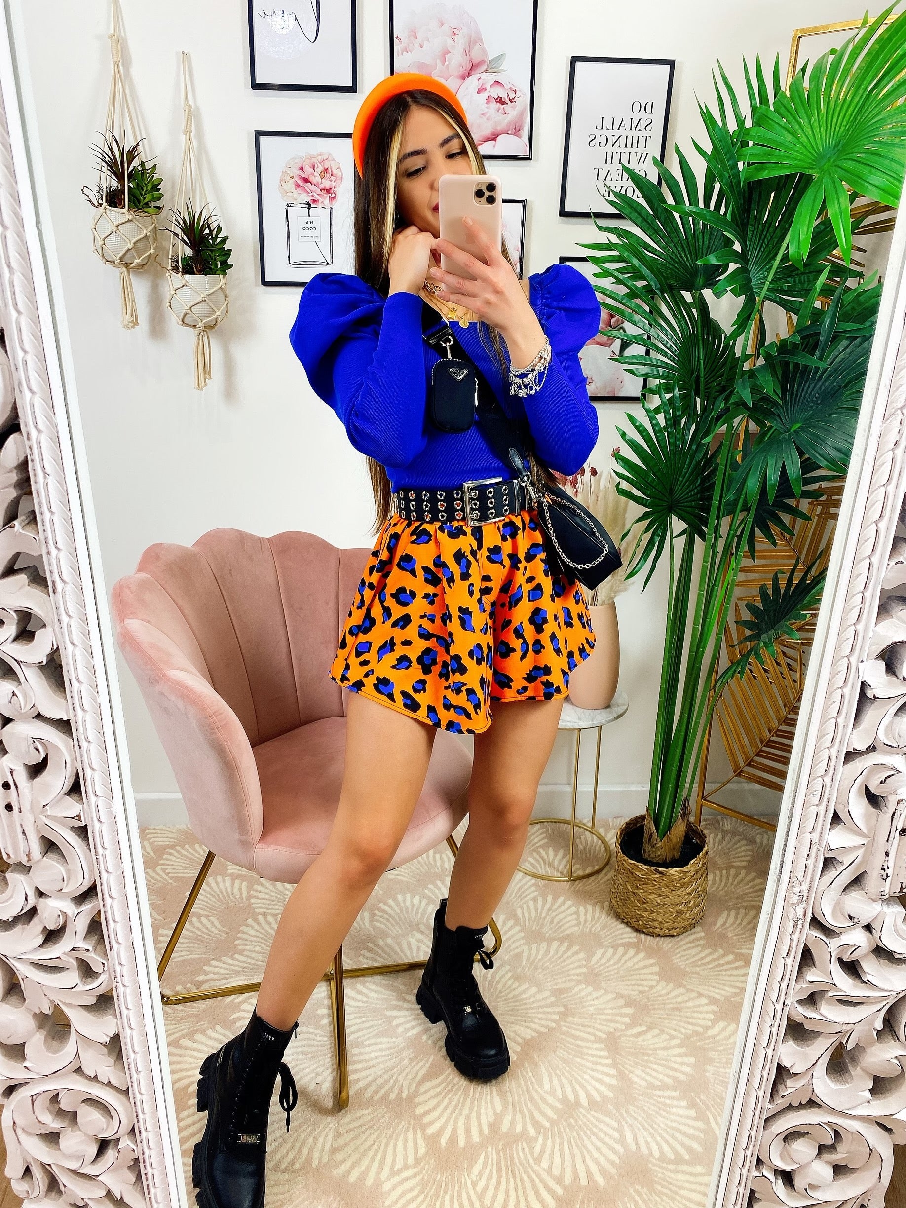 Top con spalline bombate Blu
