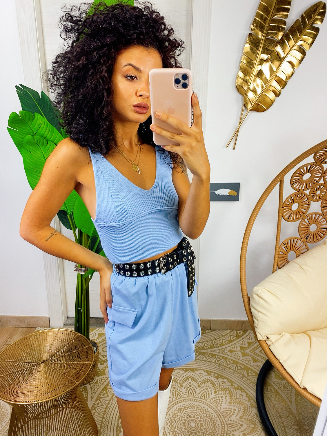 Completo sportivo top e short carta da zucchero
