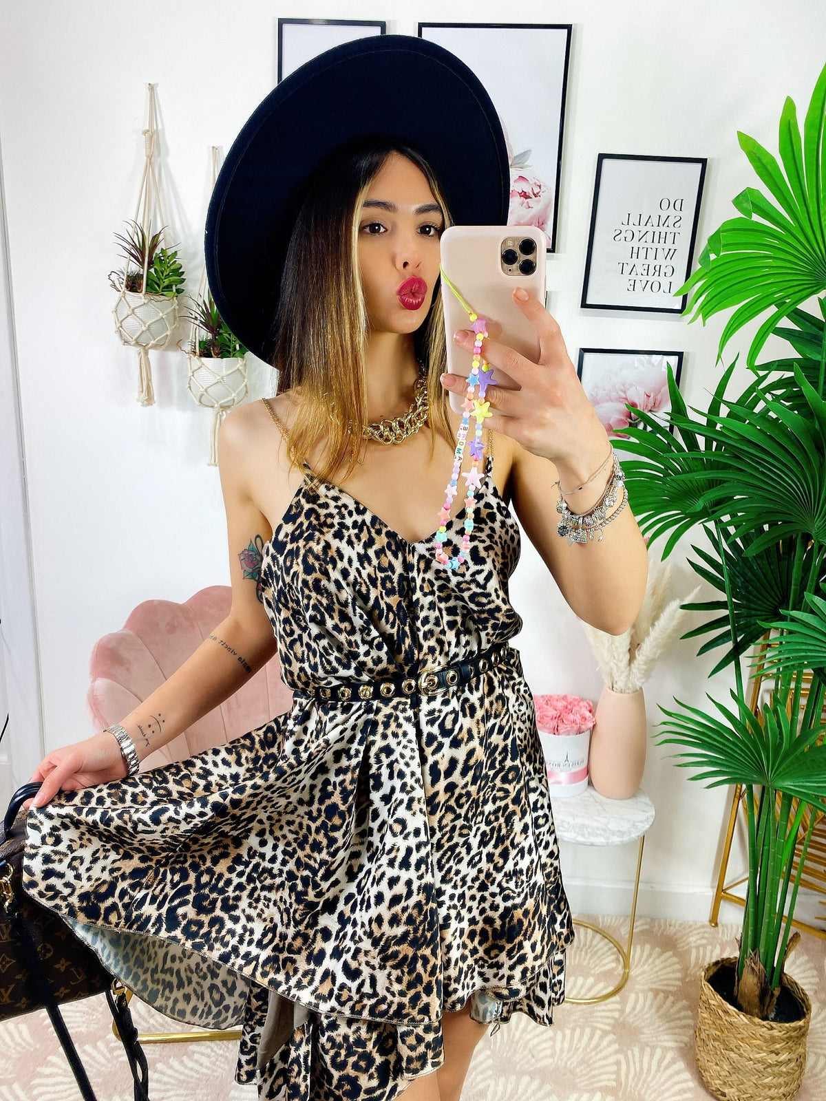 Mini Dress leopardato con catenine
