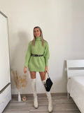 Maxi maglione top quality collo alto menta