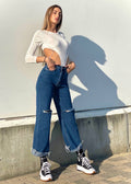 Jeans wide leg bagno medio
