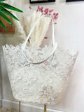 Maxi bag con ricami a fiori